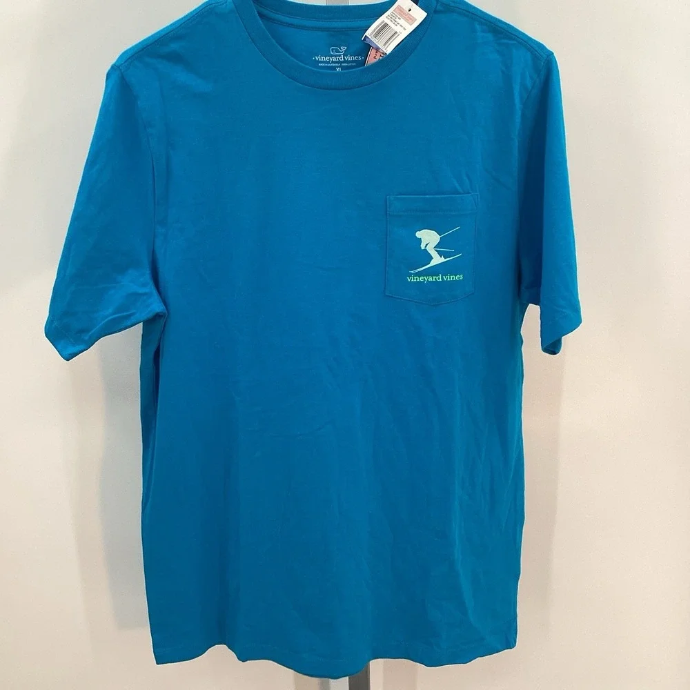 Boys Vineyard Vines Ski‎ Print Whale Short Sleeve Pocket Tee- XL- NWT